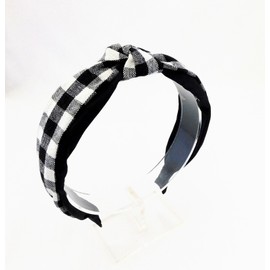 Ellas Buffalo Plaid Headbands Set Of Two Black White Red Black Fabric Covered Plastic