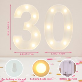 IFDGCTK Decorative Led Light Up Numbers, 30th Birthday Decorations Light Up Lights, Warm White Led Numbers Lights, Number Lights Sign for 30th Birthday Party Decor