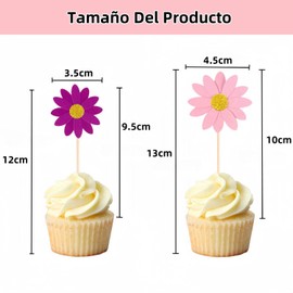 24 piezas de decoración para cupcakes de margaritas, decoración para tartas de margaritas, palillos de dientes para cupcakes de crisantemo, palillos de flores de margaritas