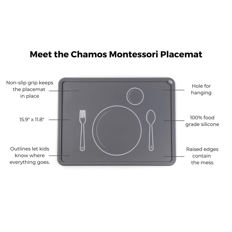 CHAMOS Silicone Placemats for Toddlers and Kids - Montessori Placemat