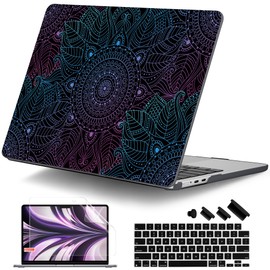 DONGKE for M4 MacBook Air 13.6 Inch Case 2025 2024 2023 2022 Model A3240 A3113 A2681 M3 M2 Chip, Plastic Hard Shell Case Cover with Touch ID for MacBook Air 13 Inch M4 - Colorful Mandala