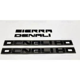 GMC 4PCS Set GLOSS Black GMC SIERRA DENALI HD Duramax 2500HD 3500HD Letters Emblem