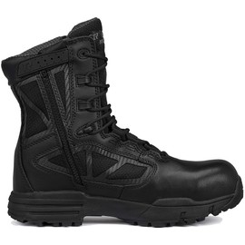 TACTICAL RESEARCH TR Chrome TR998Z WP CT 8" Waterproof Men's Tactical Boots - Black Leather Boots with Composite Safety Toe, BBP Membrane & StreetNav Traction Outsole - Black - 4.5 Wide