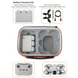 SWAYFOON Hard Carrying Case for DJI NEO, Gray PU Waterproof Anti-Drop Portable Travel Handbag (Grey)