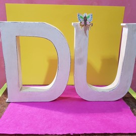 kadoh Wooden Letter U (20 cm) for Standing, Handmade Wooden Letter in Vintage Look as Decoration (Cream-White Vintage)