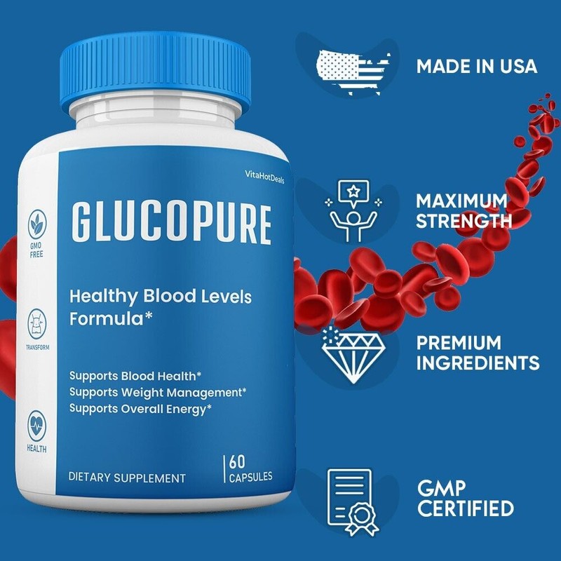 GlucoPure Capsules Blood Support, Gluco Pure Glyco Pills Supplement (3
