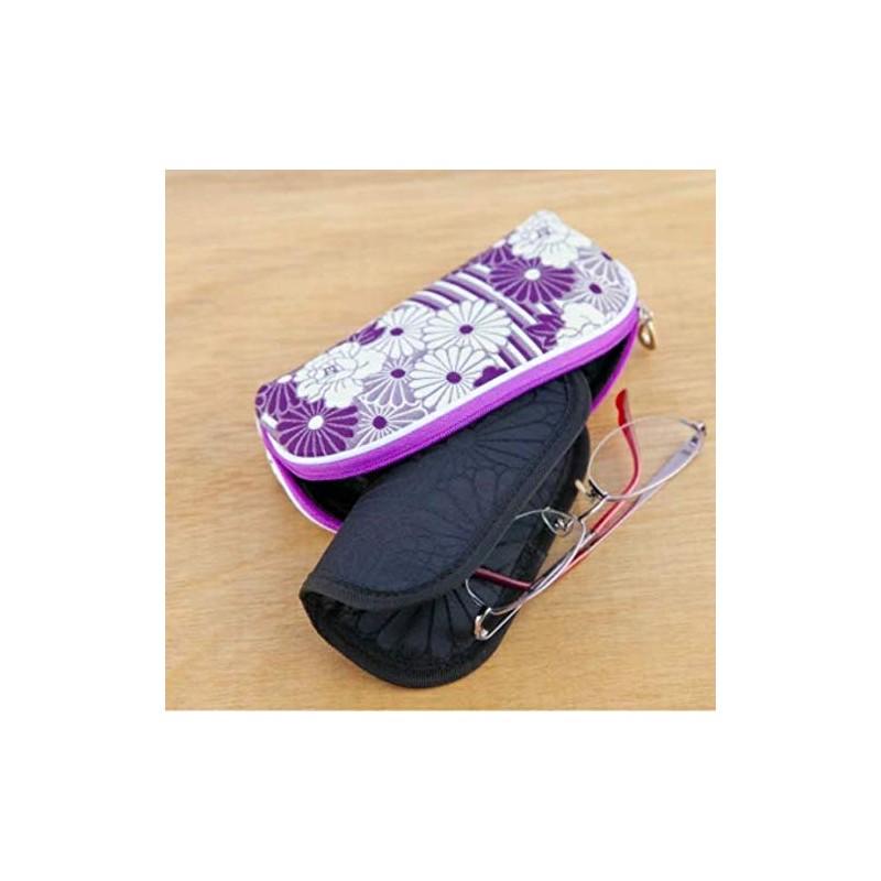 Noren Retro Flower Glasses Case, Double Weave, Zipper, Glasses Case,