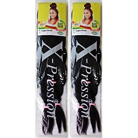 X-Pression Pre-Stretched LAGOS Ultra Braid Hair Extension No Prep Needed - Ready To Install (PACK OF 2) Colour 2 Dark Brown