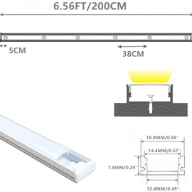 THMOOTHER Matte White 10-Pack 6.56FT Pre-Drilled Clip Free LED Strip U Channel Diffuser, Tight and Flush Mounted Under Cabinet Tape Track Aluminum Low Profile with UV Resistance Milky Cover (10)