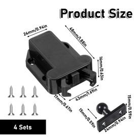 4Pack Push Latches for Cabinets, Push to Open Catch Lock,Safe Rebound Self-Locking Device Drawer Catch Push to Open Door Latch Cabinet Hardware for Cabinet Drawer Wardrobe Kitchen Door