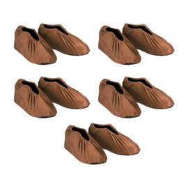 PATIKIL Reusable Shoe Covers, 5 Pair Washable Thickened Boot Shoe Covers Non-Slip Shoe Protectors Covers for Household Office Laboratory, Brown