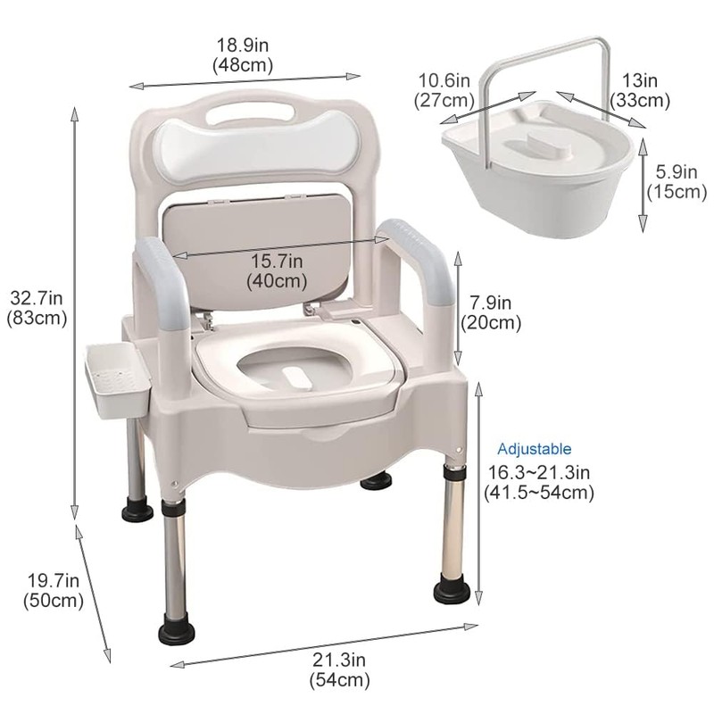 Bedside Commodes, Bedside Toilet, Commode Chair, Height Adjustable Adult Potty