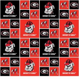 UNIVERSITY OF GEORGIA BULLDOGS COTTON FABRIC-100% COTTONGEORGIA BULLDOGS FABR...