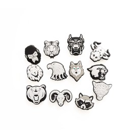 12 Pcs Black and White Animal Face Shoe Charms Fits Crocs Shoes or Shoe & Bracelet Wristband Party Gifts
