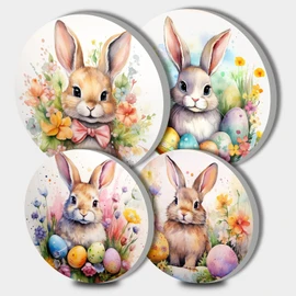 Tucocoo Electric Stove Burner Covers, Happy Easter Bunny Eggs Set of 4 Round Stove Burner Covers, 8inch and 10inch, Gas Stove Burner Covers, Metal Stove Burner Cover, Floral Rabbit Cooktop Decorative
