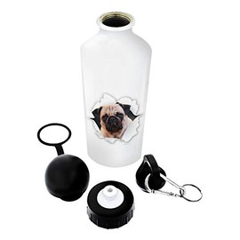 Pug Dog Gifts PugÂ Water Bottle Pug Lovers Gifts Aluminum Water Bottle with Cap & Sport Top White