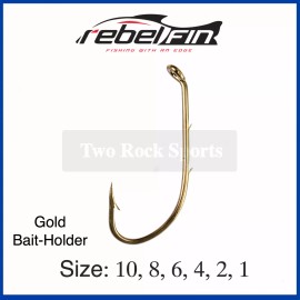 rebelFIN Baitholder BAIT HOOKS - GOLD - Size: 10, 8, 6, 4, 2, 1 - 1 (8-QTY)