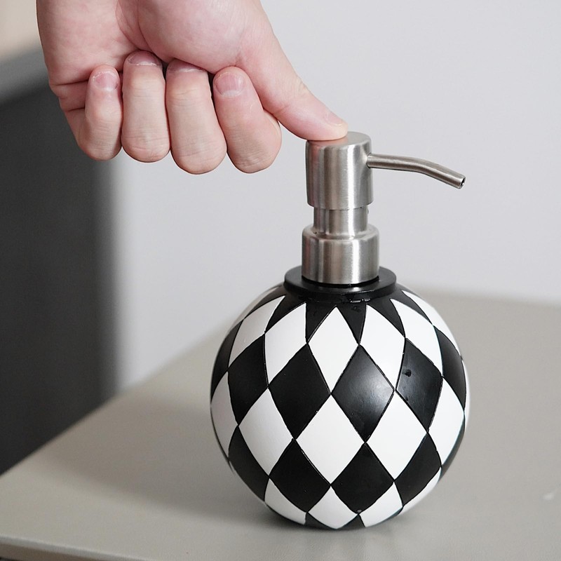 Black and White Soap Dispenser with Rust Proof Pump, Refillable