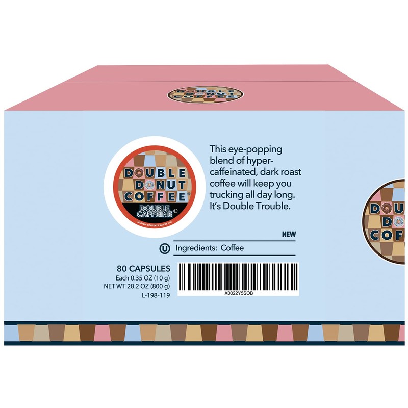 Double Donut High Caffeine Coffee Pods, Extra Strong Double Caffeine