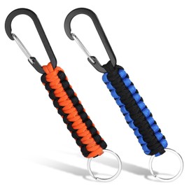 Apausvcm 2Pcs Paracord Keychain, Braided Lanyard Key Chain with Carabiner Heavy Duty Paracord Carabiner Clip for Outdoor Sport Camping Hiking