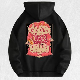 Good Vibes Only Graffiti Graphic Hoodie 100% Cotton US Warehouse 7 ColorsColor: Light gray, Size: M