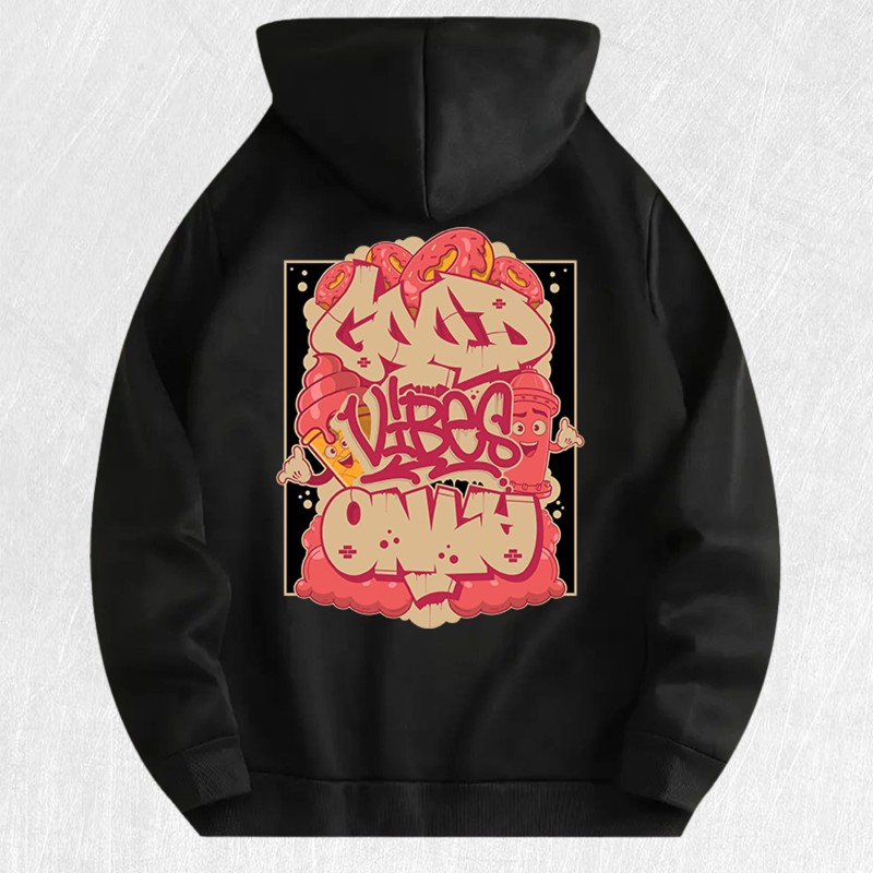 Good Vibes Only Graffiti Graphic Hoodie 100% Cotton US Warehouse