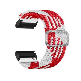 Adjustable Nylon Watch Replacement Strap for Vertix 2 - Breathable & Sweat-Wicking Sport Wristband, Fits Garmin Fenix 7X, 6X, 5X, Perfect for Swimming (Red White)