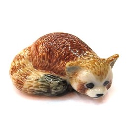 ChangThai Design 3D Ceramic Red Panda Dollhouse Miniatures Animals Porcelain Collectible Décor Figurine