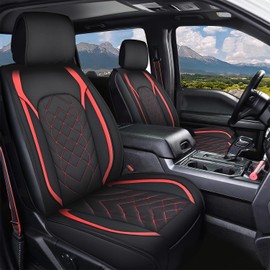 Nilight Car Seat Covers Custom Fit 2009-2024 F150 and 2017-2024 F250 F350 F450 Waterproof Wear-Resistant Faux Leather Anti Slip Cushion Set (2PCS Front Seats Cover)