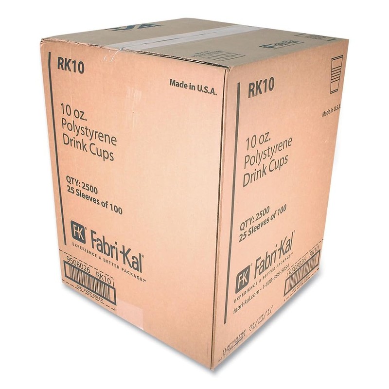 RK Ribbed Cold Drink Cups, 10 oz, Plastic, Clear, 100/Sleeve,