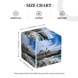 Square Tissue Boxes 5.2"x5.2"x5.2", Sea Lighthouse Tissue Holder Decor for Bathroom/Vanity Countertop/Home/Car/Office