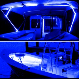 SHENKENUO RV Marine Boat 18 Feet Flexible Blue LED Strip Tape Lights 18 AWG 5M Backing