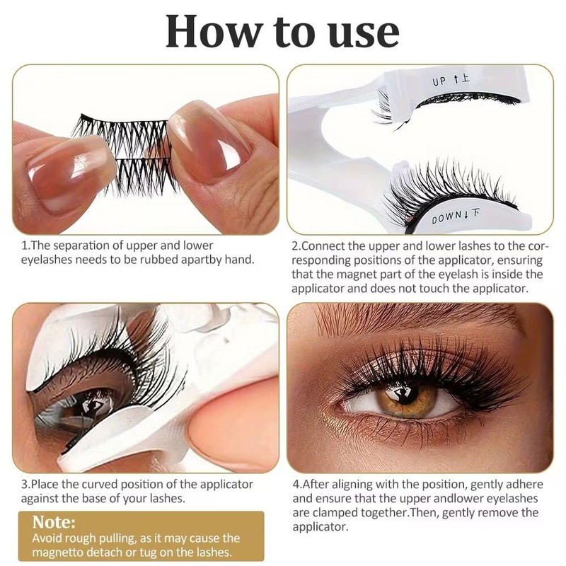 Magnetic Eyelashes with Applicator, No Glue Needed Reusable Magnetic Lashes,