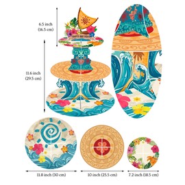 HAPPARTY 2PCS Hawaiian Luau Ocean Sea Birthday Party Decoration, Summer Tropical Aloha Cupcake Stand 3-Tier Dessert Display Tower Holder Table Centerpiece