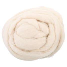 Tofficu Natural Roving Wool Fiber for Needle Felting DIY Craft Material Milk White Versatile for Spinning Weaving Doll Making More for Beginners and Art Projects