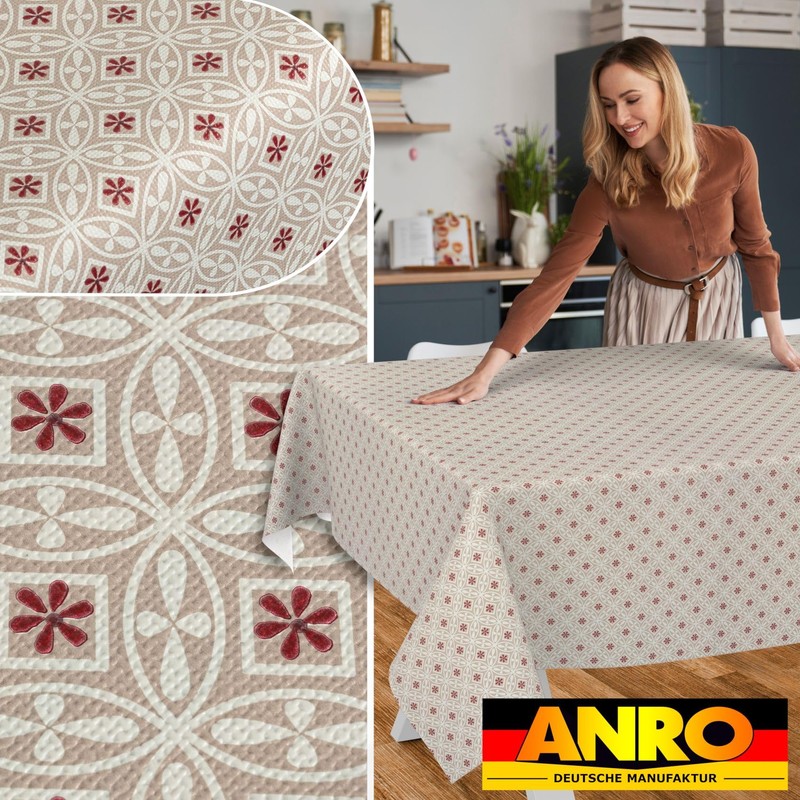 ANRO Oilcloth Tablecloth Oilcloth Tablecloth Washable Garden Tablecloth Round Oval