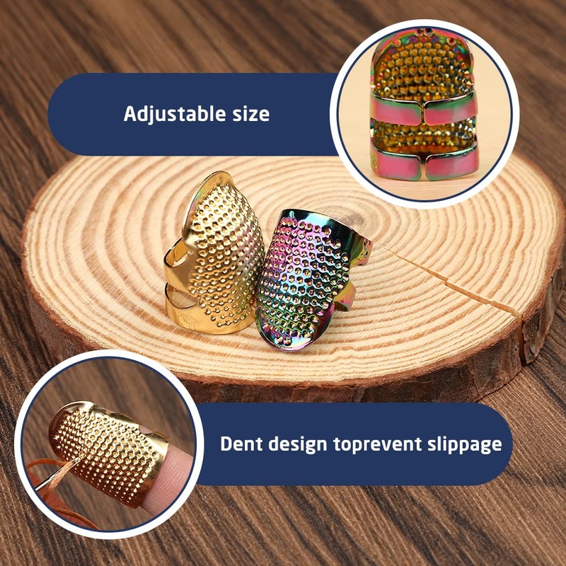 JUAYING 10 PCS Hand-Working Sewing Thimble, Metal Finger Shield Ring,