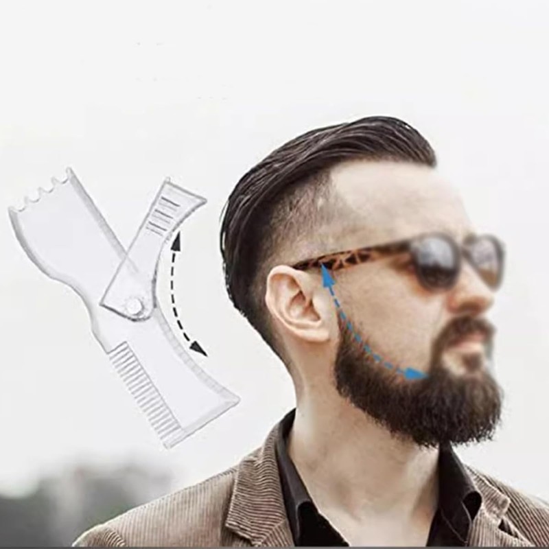 Tiardey Bartformer-Schablone, Bartformungswerkzeug, Styling-Kamm-Vorlage für Spitzbart, Schnurrbart, Koteletten, Gesichtshaar-Trimmanleitung für