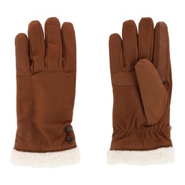 Isotoner Ladies Microfiber Winter Gloves with Button Detail, S/M, Cognac, Cognac, S-M, Cognac