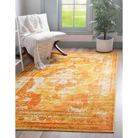 Unique Loom Sofia Collection Traditional Vintage Area Rug, 8' x 11', Orange/Yellow
