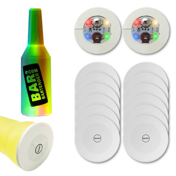 12Pcs LED Coaster, LED Sticker Lights, LED Bottle Lights Cup Holder Lights for Wine Liquor Bottle, Bottle Sparklers for Champagne, Party, Bar, Colorful