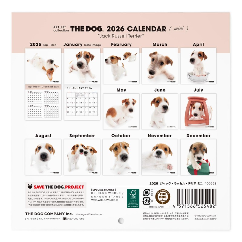 THE DOG 2026 Wall Calendar, Mini Size (Jack Russell Terrier)