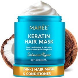 MAREE Mascarilla Capilar Para Cabellos Dañados - Acondicionador Tratamiento Capilar Queratina - Mascarilla Acondicionamiento Extremadamente Profundo Para Cabello Seco Dañado Y Crecimiento, Hidratante