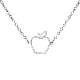 TEAMER Cute Apple Necklace Teacher Necklace Stainless Steel Dainty Apple Pendant Apple Fruit Jewellery For Teacher Women Men, Stainless Steel, Not Applicable