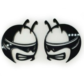 FMSgear Pair GLOSS BLACK Scat Pack Head Emblems fits Dodge Challenger Charger Bee Badge