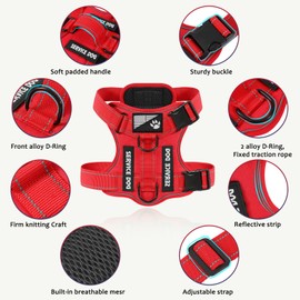 Demigreat Service Dog Harness, Reflective Dog Vest Harness with 5 PCS Patches, Adjustable Soft Oxford Pet Harness, Inner Layer Mesh, Easy to Control for Dogs (All-RED, X-Small (Pack of 1))