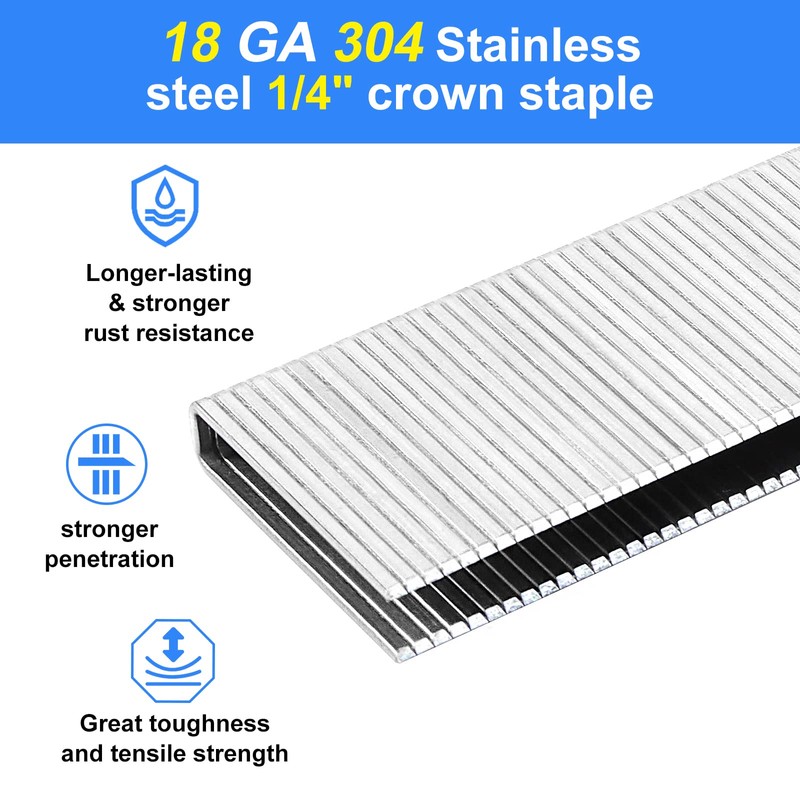 SimCos 18 Gauge 304 Stainless Steel 1/4" Narrow Crown Staples