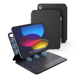 Dexnor for iPad (A16) 11th/10th Generation Case with Keyboard Ultra-Light Magnetic Detachable Folio Keyboard Cover Multi-Touch Trackpad Backlit for iPad 10th Gen 10.9" (2022)/11th Gen (2025), Black