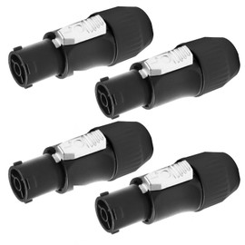 Kakabubble PowerCon True Waterproof Locking Connectors - 4 Pack, 3 Pin AC Male Panel Mount Head and Socket, 20A 250V, IP65 Outdoor Protection for Stage Light Power. (Plug)