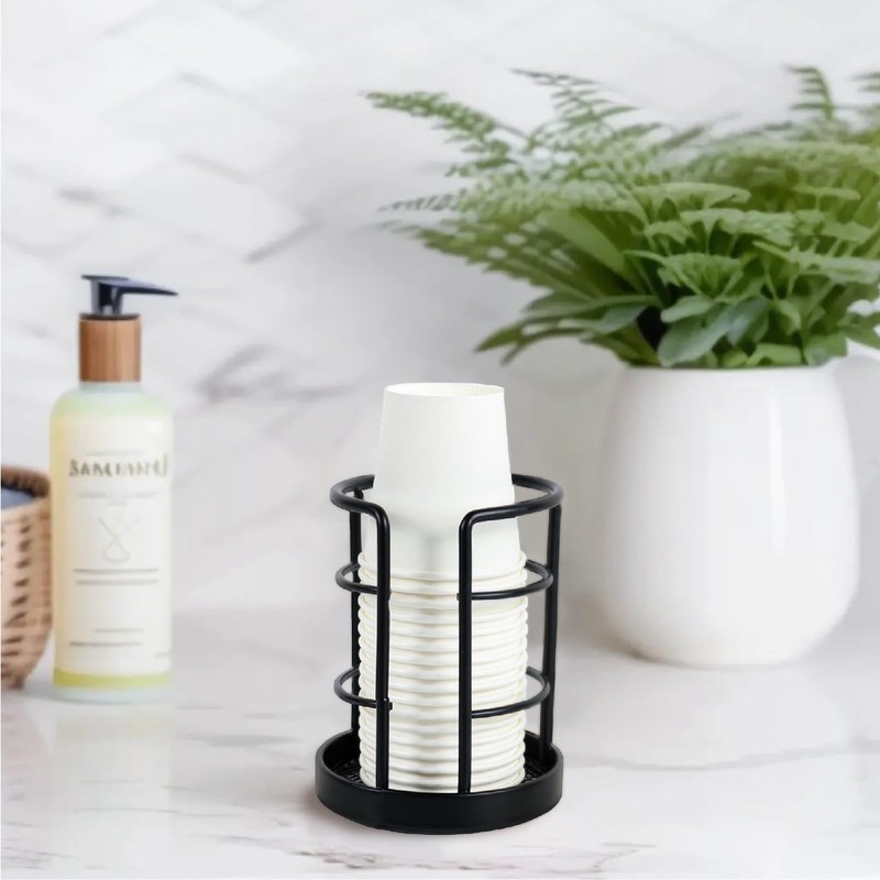 HillSpring Metal Bathroom Cup Dispenser, Sturdy Storage Holder for 3/4